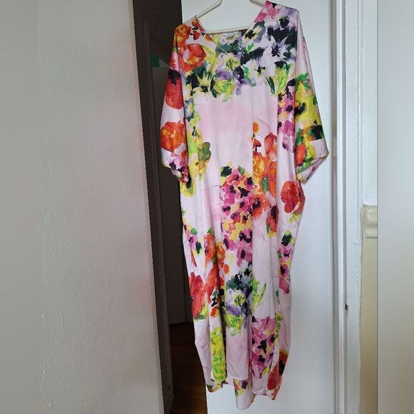NWOT Natori Floral Multicolor Caftain PJ - Picture 7 of 8